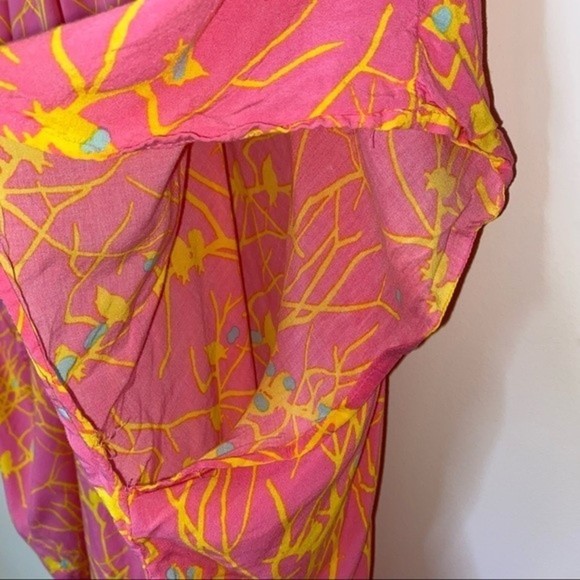 Josie by Natori Pink Yellow  Hippie Batik Kaftan Oversized Effortless Tunic L - Picture 4 of 8